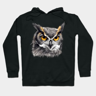 Enigmatic Wisdom: Grey and Yellow Owl Hoodie